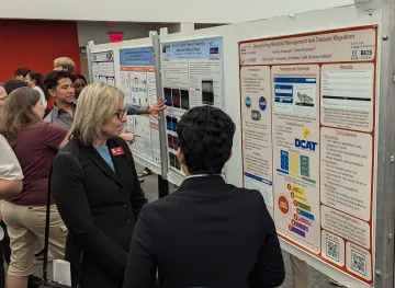 Tanmay presenting his KEYS poster to BIO5 Director, Dr. Jennifer Barton.